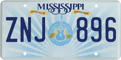 MS license plate ZNJ896