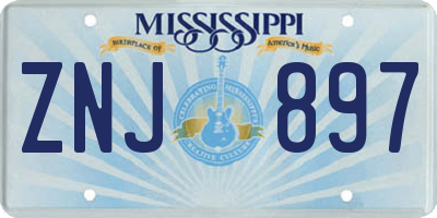 MS license plate ZNJ897