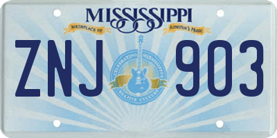 MS license plate ZNJ903