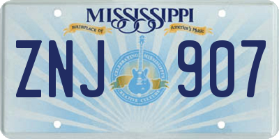 MS license plate ZNJ907