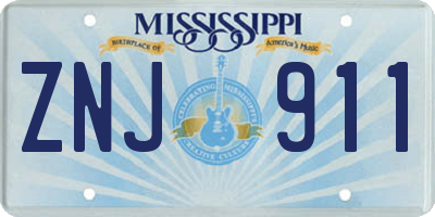 MS license plate ZNJ911