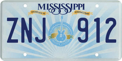 MS license plate ZNJ912