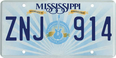 MS license plate ZNJ914