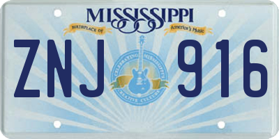 MS license plate ZNJ916