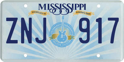 MS license plate ZNJ917