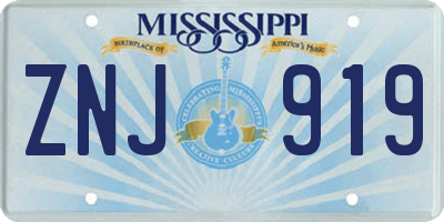 MS license plate ZNJ919
