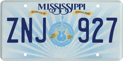 MS license plate ZNJ927