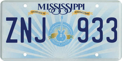 MS license plate ZNJ933