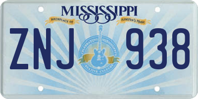 MS license plate ZNJ938