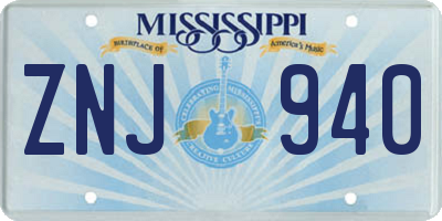 MS license plate ZNJ940