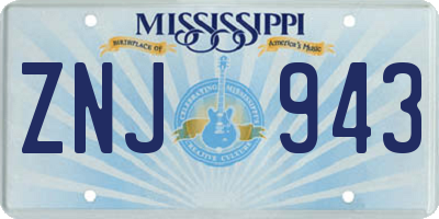 MS license plate ZNJ943