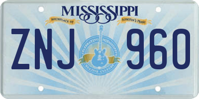 MS license plate ZNJ960