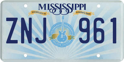 MS license plate ZNJ961