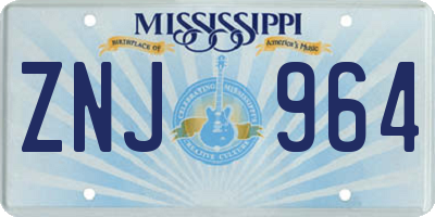 MS license plate ZNJ964