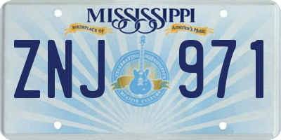 MS license plate ZNJ971