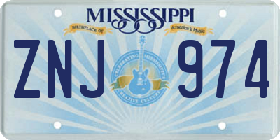 MS license plate ZNJ974