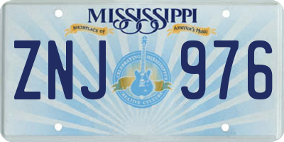 MS license plate ZNJ976