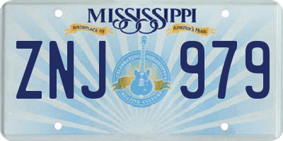 MS license plate ZNJ979