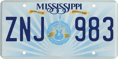 MS license plate ZNJ983