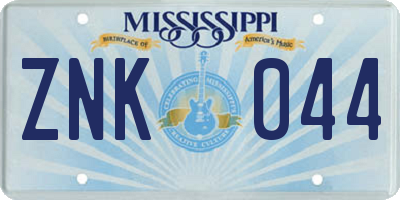 MS license plate ZNK044