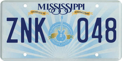MS license plate ZNK048