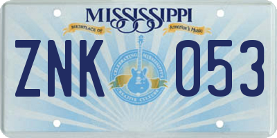 MS license plate ZNK053