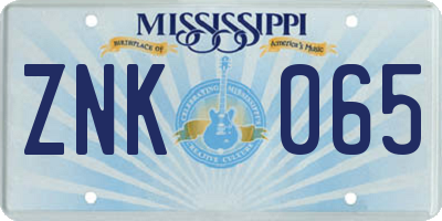 MS license plate ZNK065