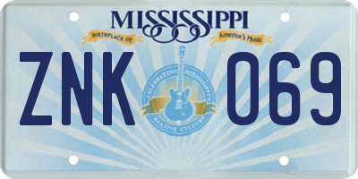 MS license plate ZNK069