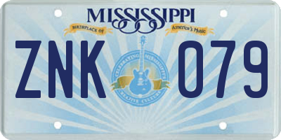 MS license plate ZNK079