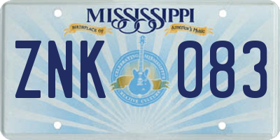 MS license plate ZNK083