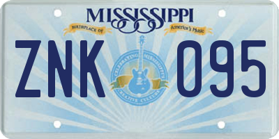 MS license plate ZNK095