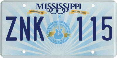 MS license plate ZNK115