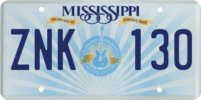 MS license plate ZNK130