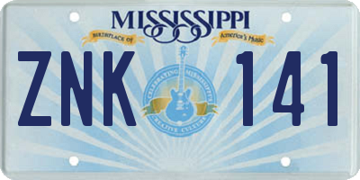 MS license plate ZNK141