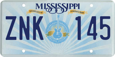 MS license plate ZNK145