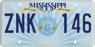 MS license plate ZNK146
