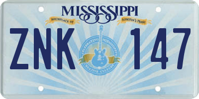 MS license plate ZNK147