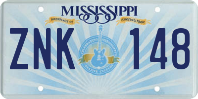 MS license plate ZNK148