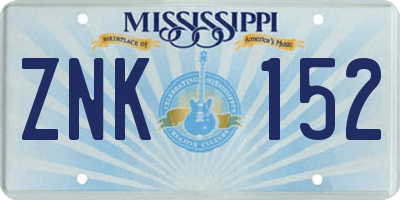 MS license plate ZNK152