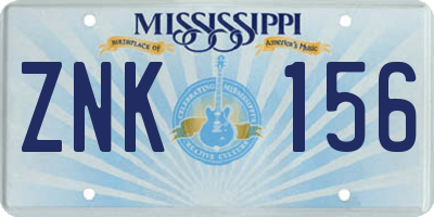 MS license plate ZNK156