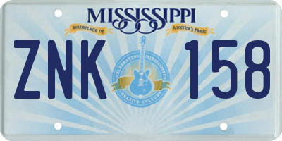 MS license plate ZNK158