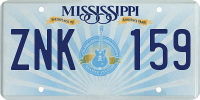 MS license plate ZNK159