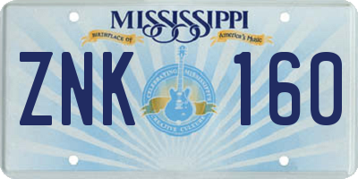 MS license plate ZNK160