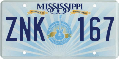 MS license plate ZNK167