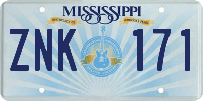 MS license plate ZNK171
