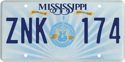 MS license plate ZNK174