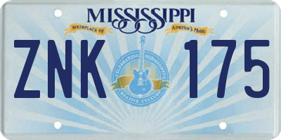 MS license plate ZNK175