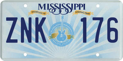 MS license plate ZNK176