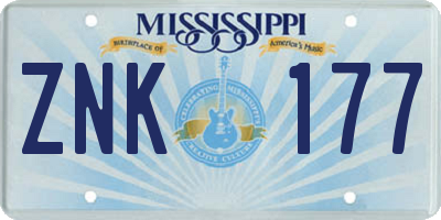 MS license plate ZNK177