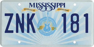 MS license plate ZNK181